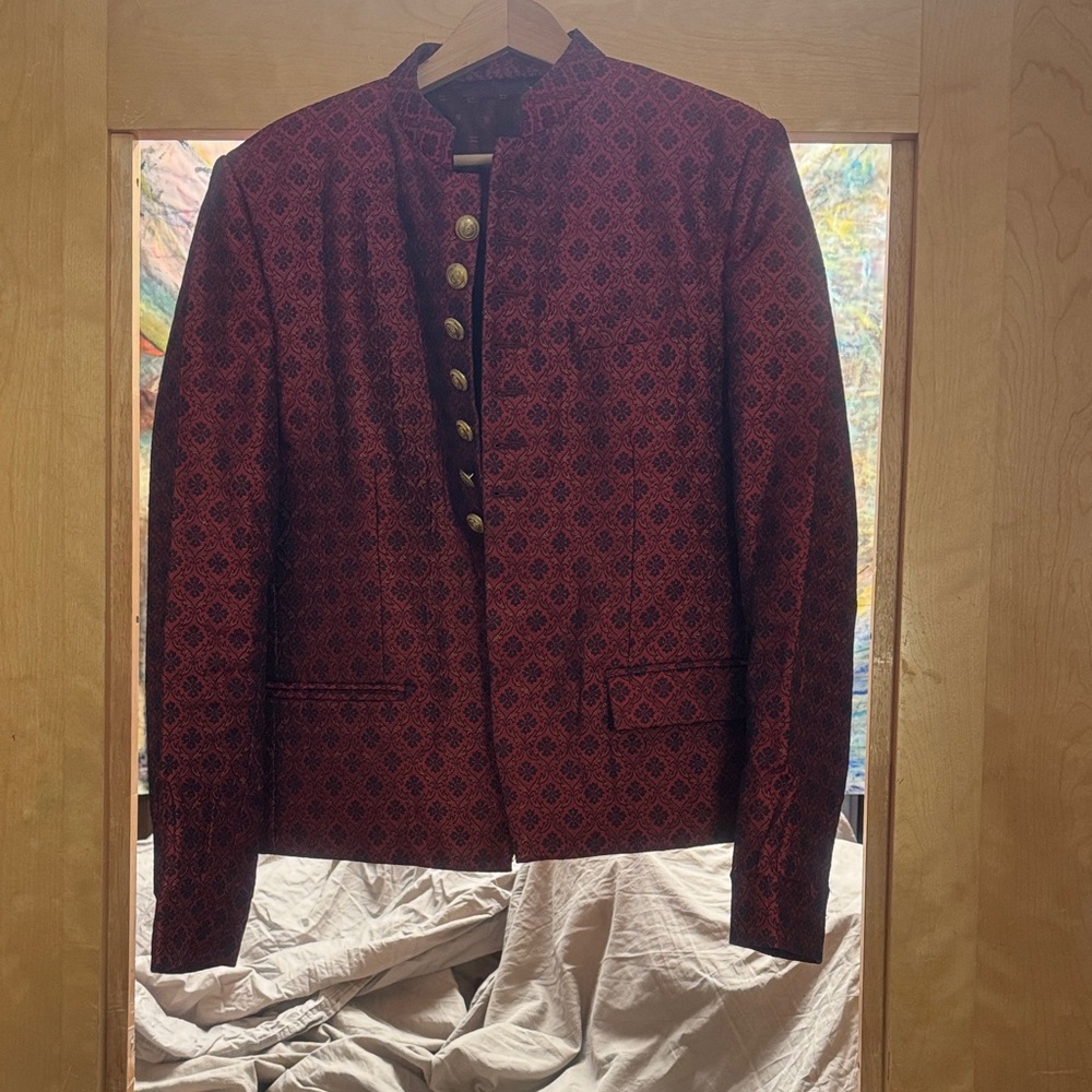 Men's Red Patterned Prince Jacket - image 1